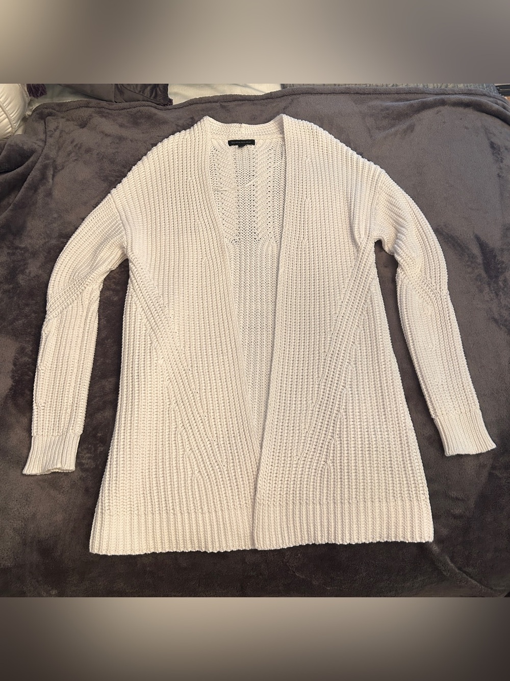 Banana Republic Long White Knit Cardigan